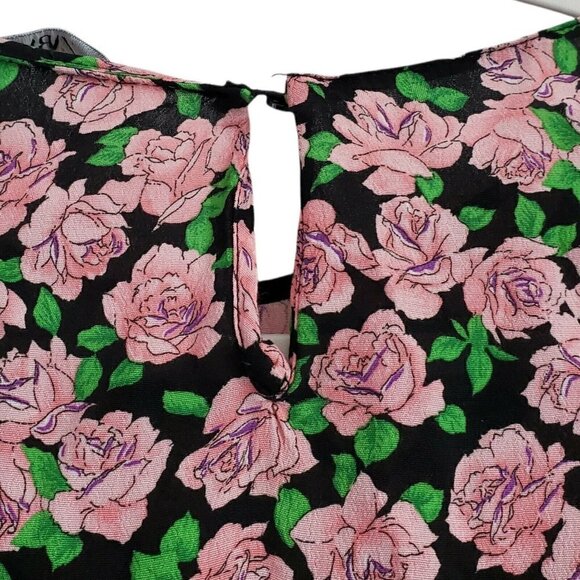 Zara Womens Mini Dress Large Floral Print Smocked Bottom Bloggers Favorite - Picture 4 of 12